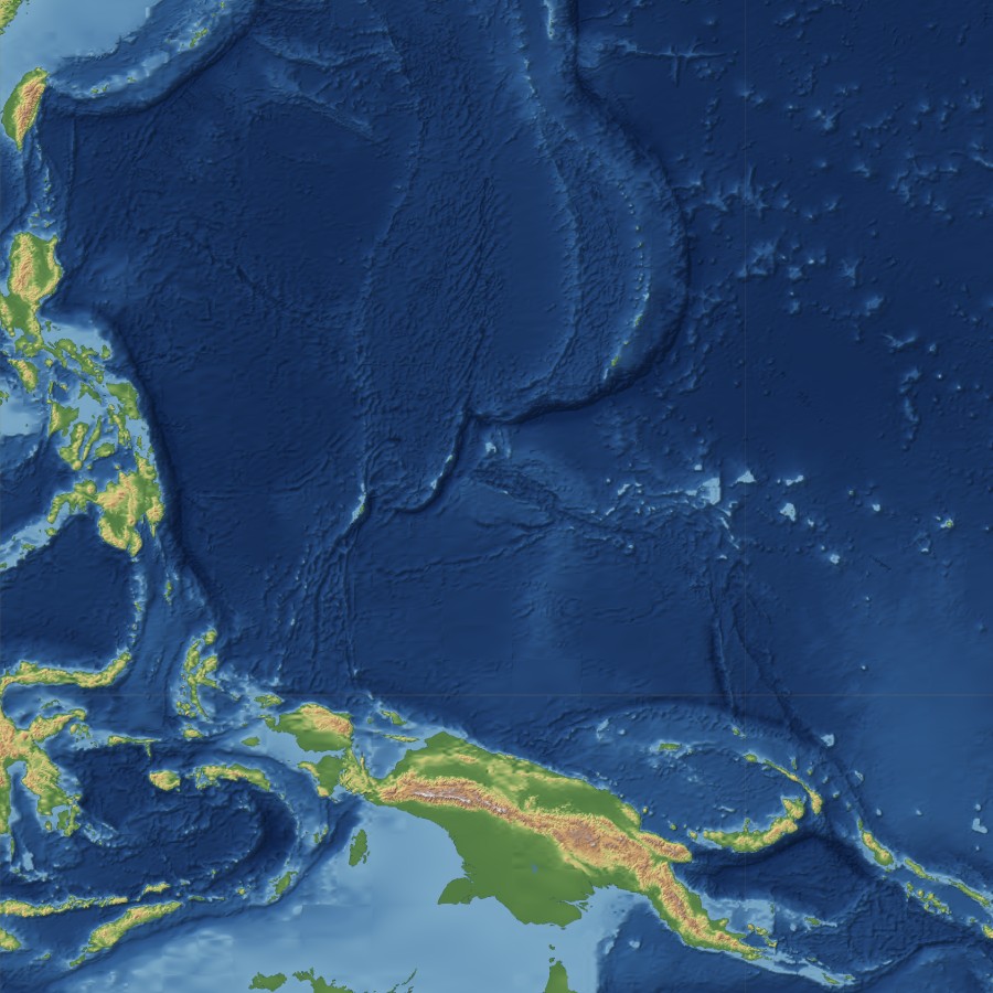 The Mariana Trench and the island arc riding above it