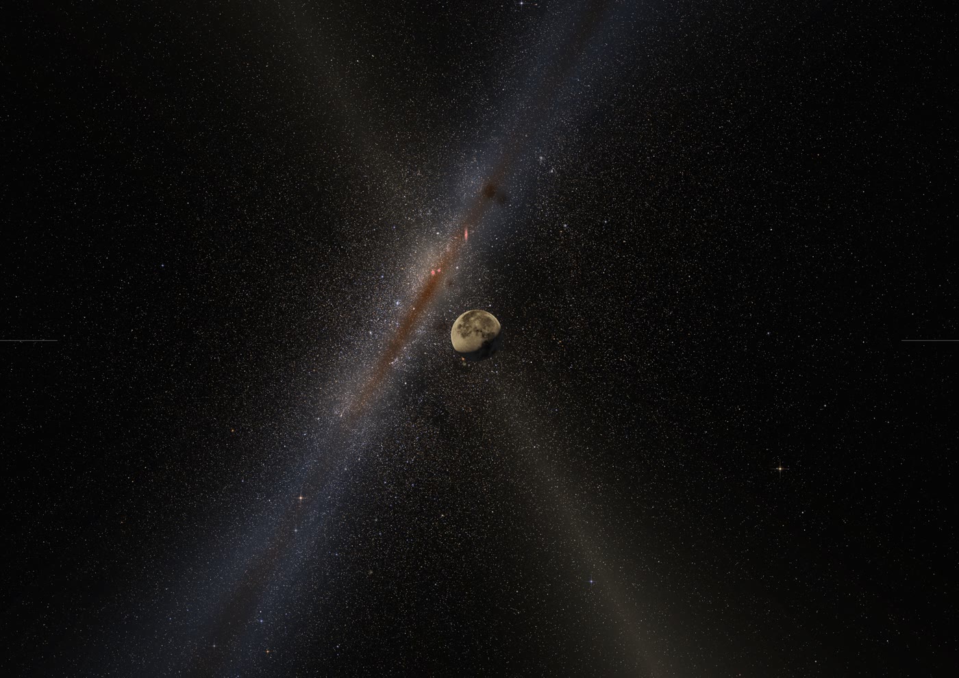 The Moon against the plane of the Milky Way